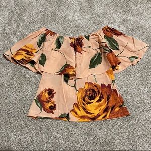 Roe + May off the Shoulders Floral Peach Top